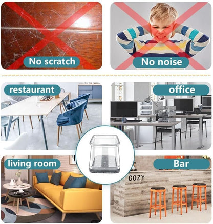 24 Pcs Chair Leg Floor Protectors Square Large, Silicone Felt Furniture Leg Pads Caps Covers for Hardwood Floors (Fit:1-5/8" to 2")