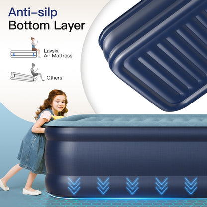 Lavisx Queen Air Mattress 18” with Built in Pump, 2 Mins High Speed Inflation Luxury Auto Stop Pump Blow Up Mattress Comfort Air Bed, Colchones Inflables