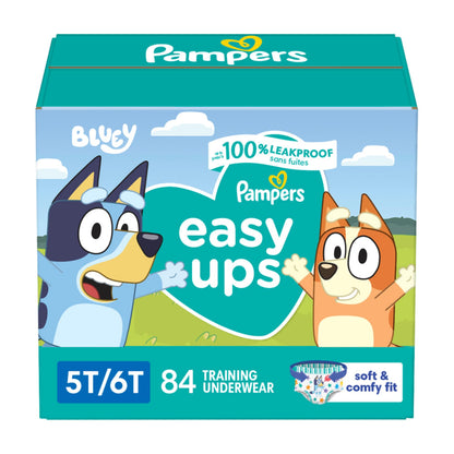 Pampers Training Pants - Easy Ups Boys & Girls Bluey - Size 5T-6T, 84 Count, Children's Potty Underwear (Packaging May Vary)