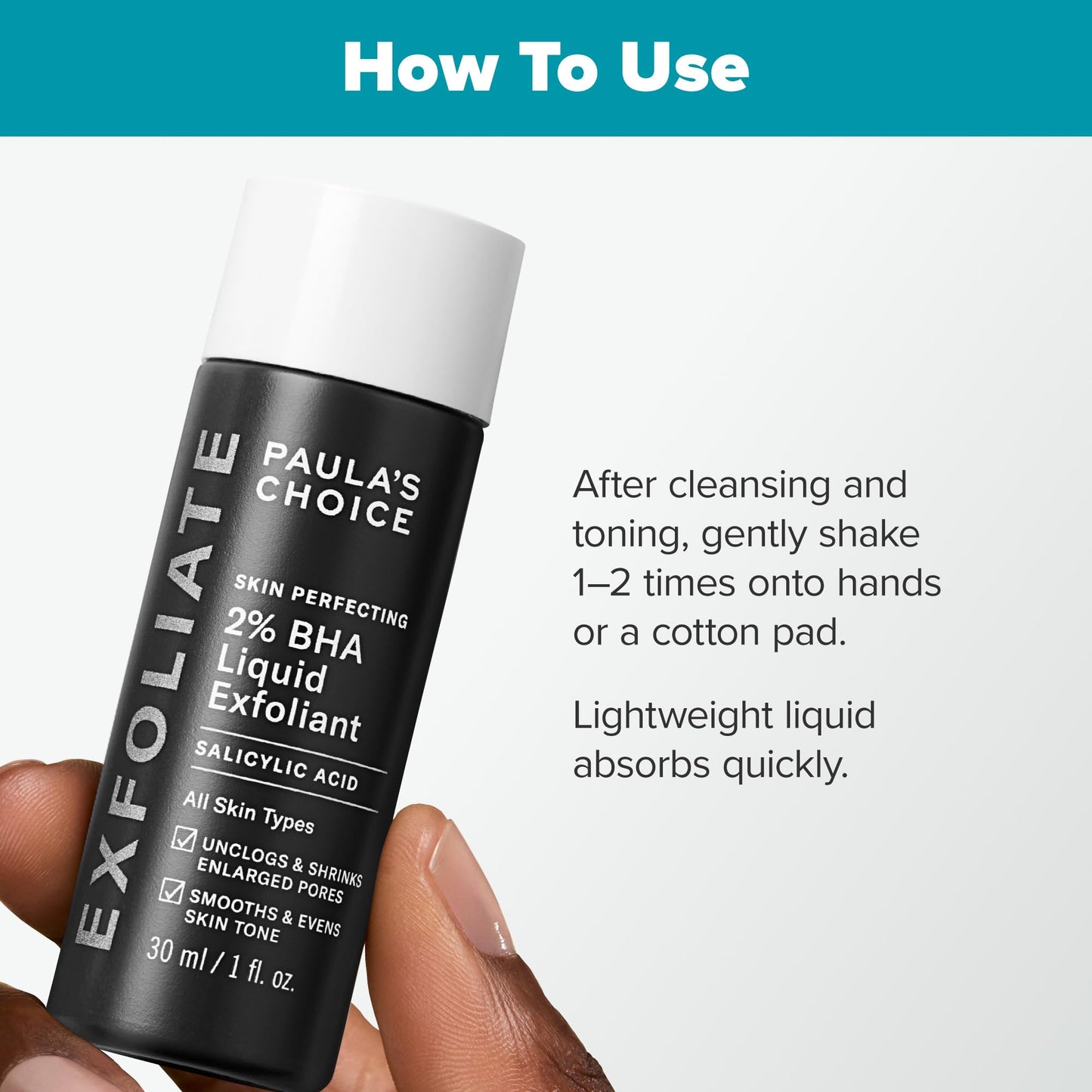 Paula's Choice Skin Perfecting 2% BHA Liquid Salicylic Acid Exfoliant, Gentle Facial Exfoliator for Blackheads, Large Pores, Wrinkles & Fine Lines, Travel Size, 1 Fluid Ounce