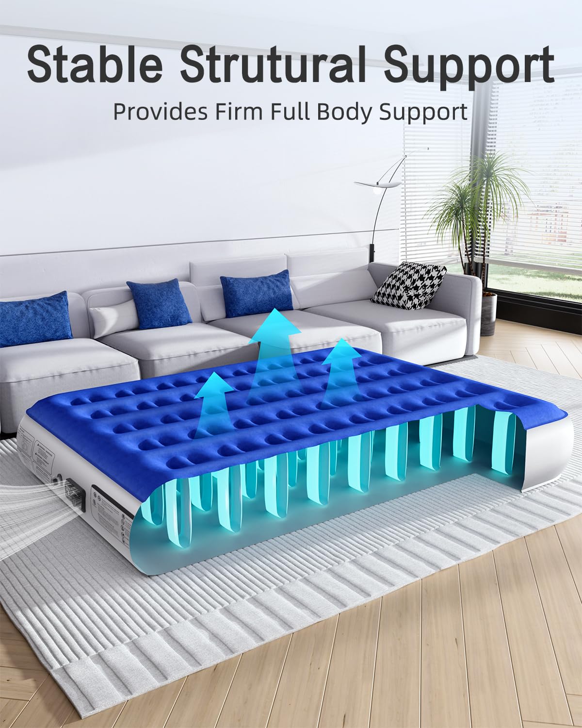 Xsleep Queen Air Mattress with Built in Pump Luxurious Comfort Raised Inflatable Mattress Queen Airbed Blow Up Mattress for Home and Guests 80"*60"*13" Air Bed 2 Mins Fast Inflate/Deflate 660 lbs Max
