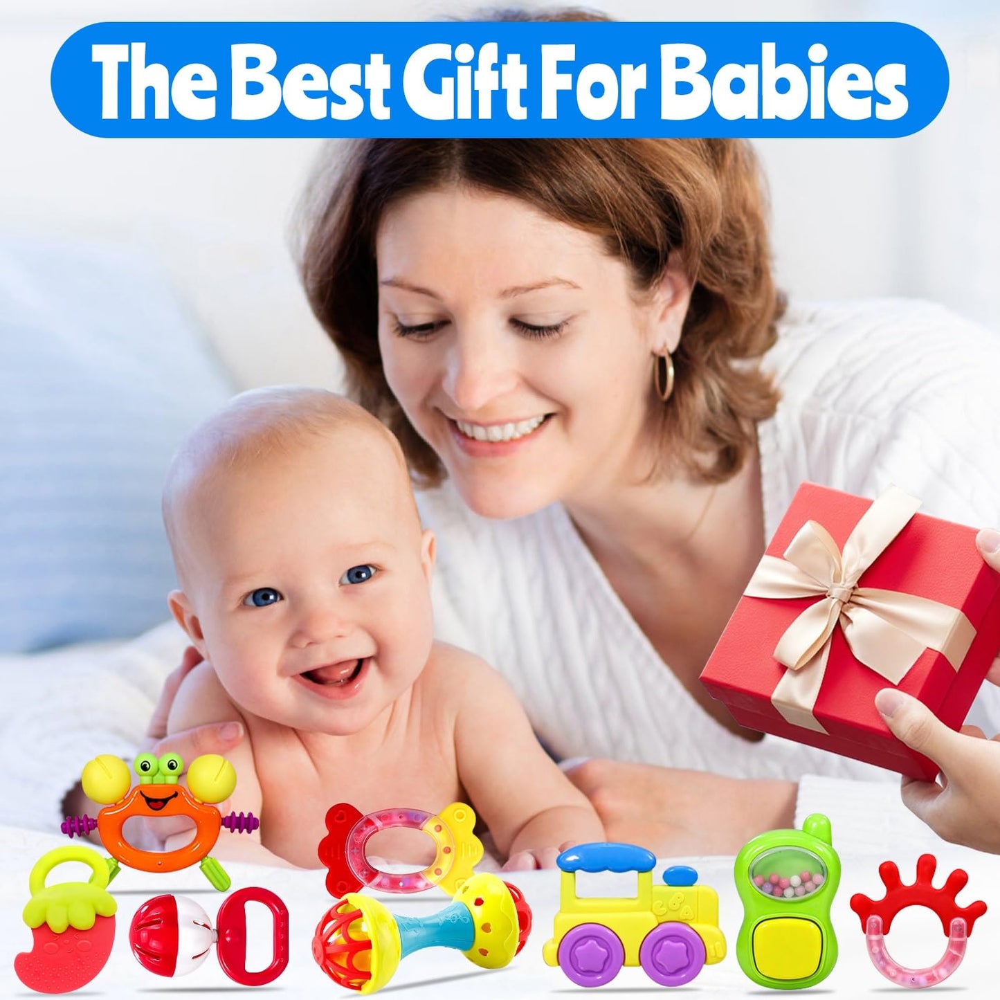 Baby Rattles 0-6 Months: Baby Toys Rattles for Babies 6-12 Months Infant Toys 0-3 Months Newborn Toys Teething Toys 3-6 Months - Baby Rattle Socks Baby Gifts for Boy Girl