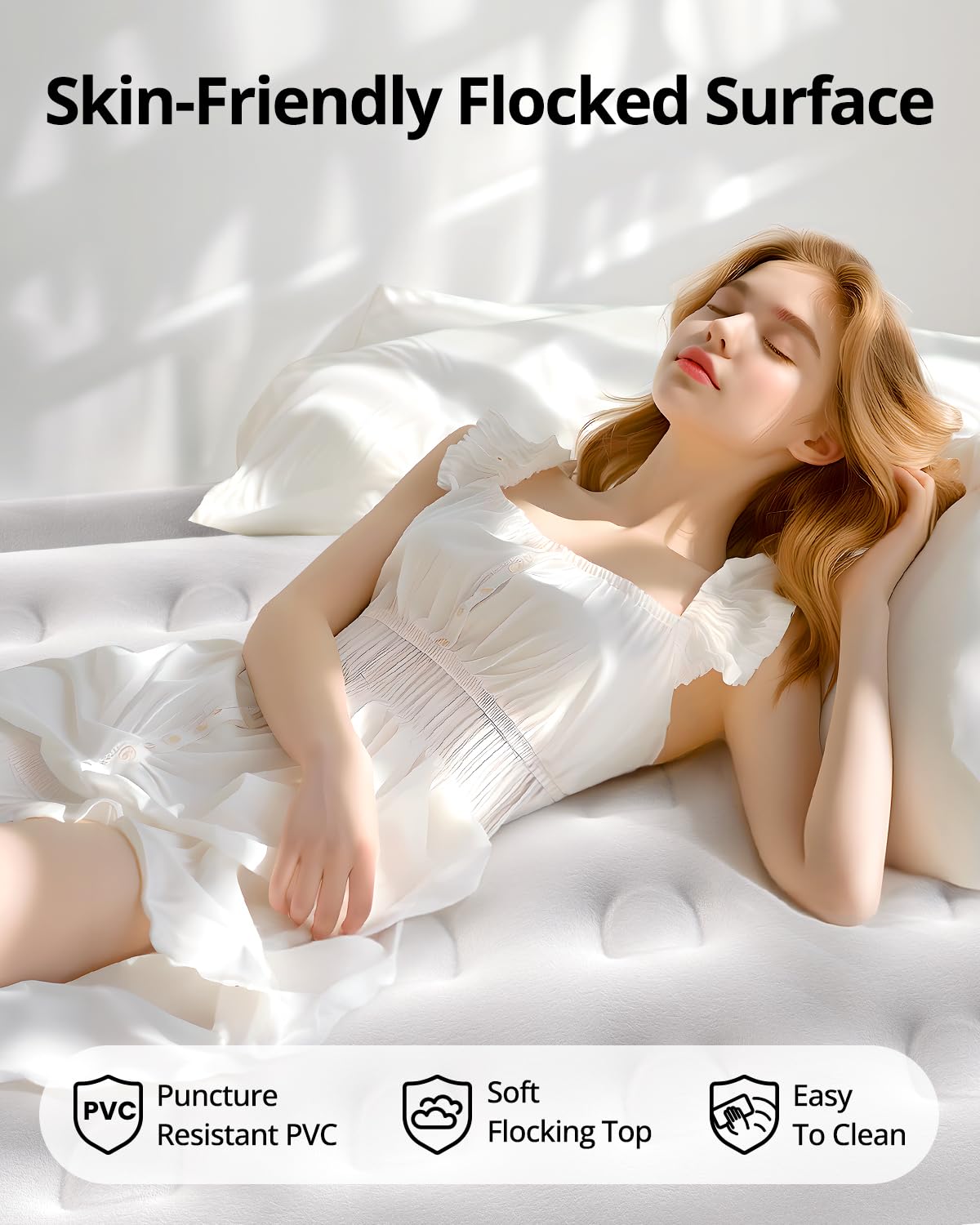 Airefina Air Mattress Queen with Built in Pump, 18 Raised Comfort Blow Up Mattress with Carrying Bag, Portable Inflatable Mattress for Guest Home, Air Bed Colchones Inflables 750 Lbs Max, 80*60*18 in