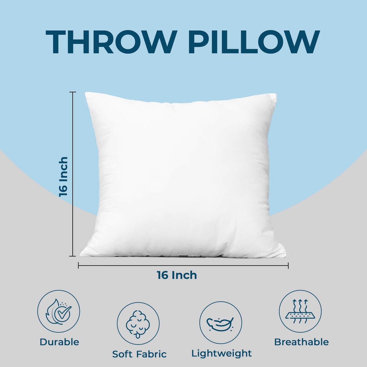 Utopia Bedding Throw Pillows (Set of 4, White), 16 x 16 Inches Pillows for Sofa, Bed and Couch Decorative Stuffer Pillow