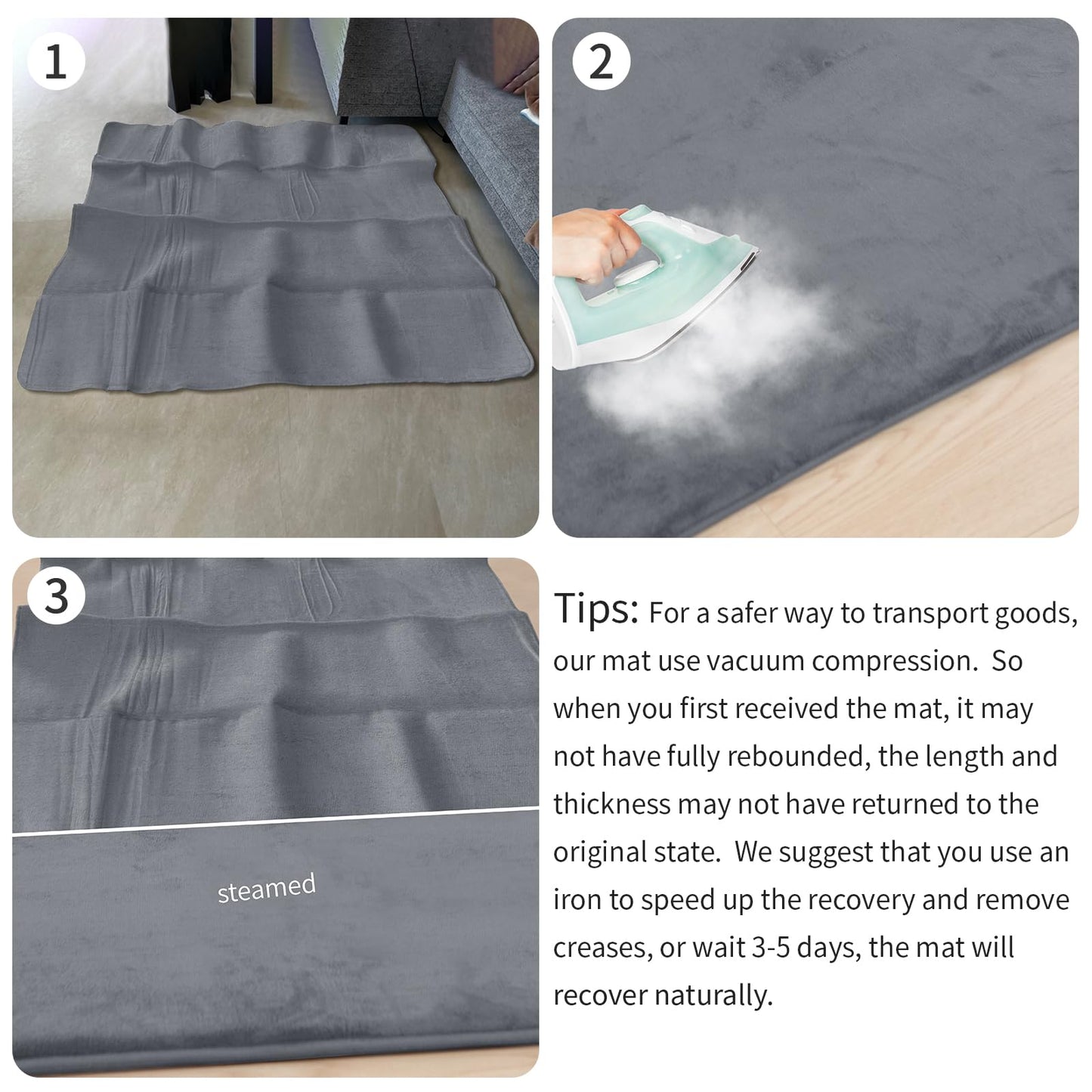 Huloo Sleep Baby Play Mat for Floor,1.3" Thick Elasti-Foam 50"×50" Playpen Mat for Tummy Time,Water Repellent Soft Coral Velvet for Toddler,Infant,Kids,Non-Slip Backing Safe for Crawling(Dark Grey)