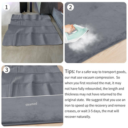 Huloo Sleep Baby Play Mat for Floor,1.3" Thick Elasti-Foam 50"×50" Playpen Mat for Tummy Time,Water Repellent Soft Coral Velvet for Toddler,Infant,Kids,Non-Slip Backing Safe for Crawling(Dark Grey)