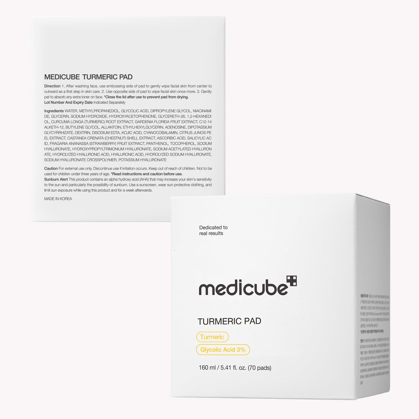 medicube Kojic Acid Turmeric Clarifying Toner Pad for Troubled Skin & Use After Spot Care | Soothing & Calming with Kojic Acid, Turmeric, Niacinamide, and Glycolic Acid | Korean Skin Care, 70 Pads