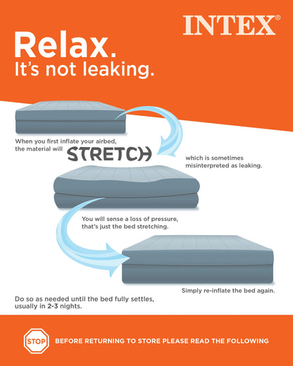 Intex 64112E Dura-Beam Standard Prestige Air Mattress: Fiber-Tech – Twin Size – Built-in USB Electric Pump – 12in Bed Height – 300lb Weight Capacity
