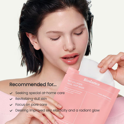 BIODANCE Bio-Collagen Real Deep Mask, Hydrating Overnight Hydrogel Mask, Pore Minimizing, Elasticity Improvement, 34g x16ea