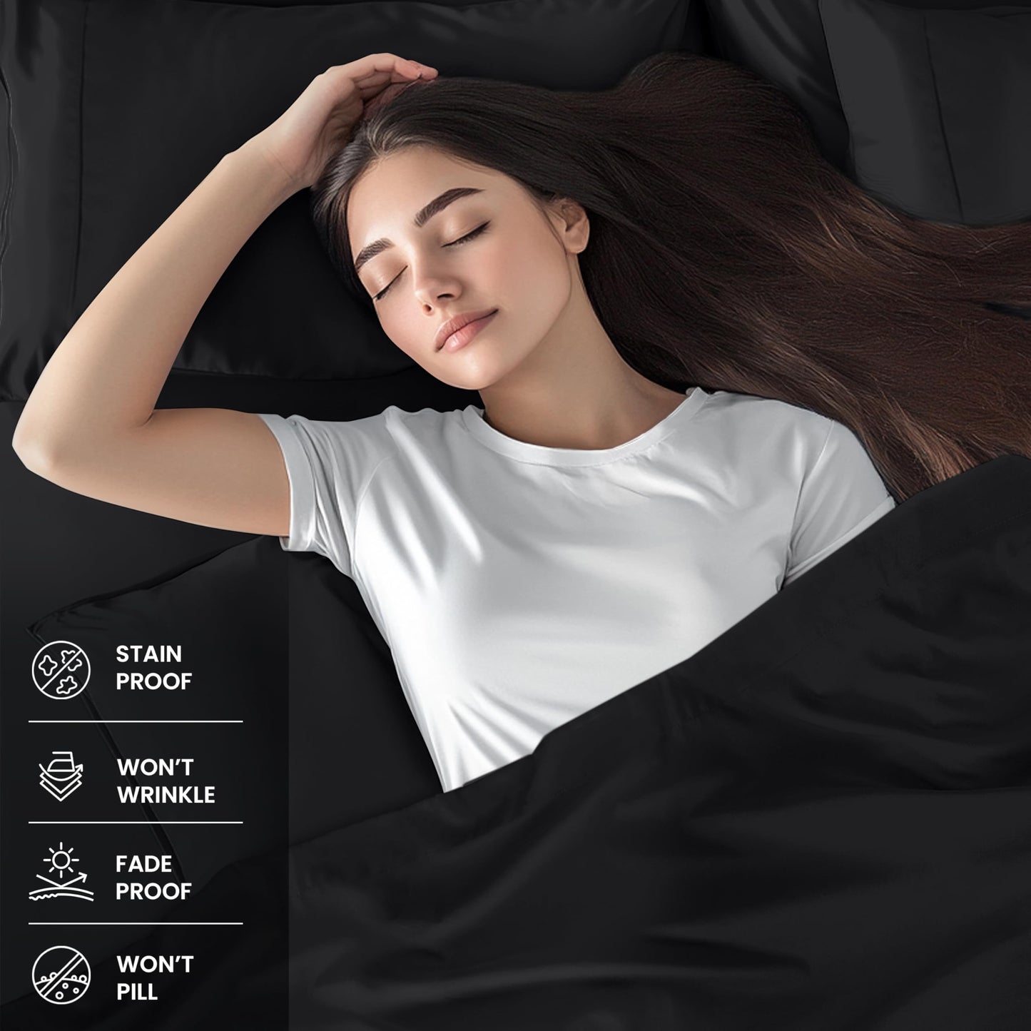 Utopia Bedding Queen Sheet Set – 4 Piece Bed Sheets for Queen Size Bed, Soft and Breathable Microfiber, Includes 1 Fitted Sheet, 1 Flat Sheet and 2 Pillowcases (Black)
