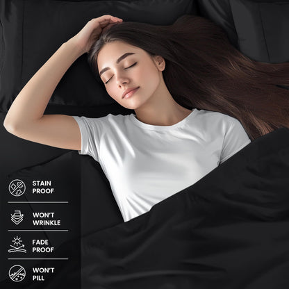 Utopia Bedding Queen Sheet Set – 4 Piece Bed Sheets for Queen Size Bed, Soft and Breathable Microfiber, Includes 1 Fitted Sheet, 1 Flat Sheet and 2 Pillowcases (Black)