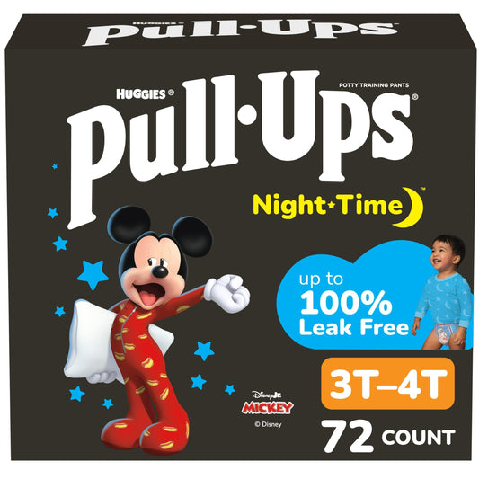 Pull-Ups Boys' Night Time Potty Training Pants, Size 3T-4T Overnight Training Underwear (32-40 lbs), 72 Ct
