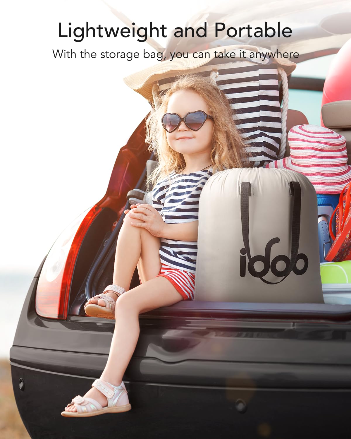 iDOO Twin Air Mattress with Built in Pump, 18" Raised Compact Blow up Mattress, Inflatable Mattress for Camping Guest Home, Portable Travel Air Bed, 2-Min Quick Inflation Deflation, Colchon inflable