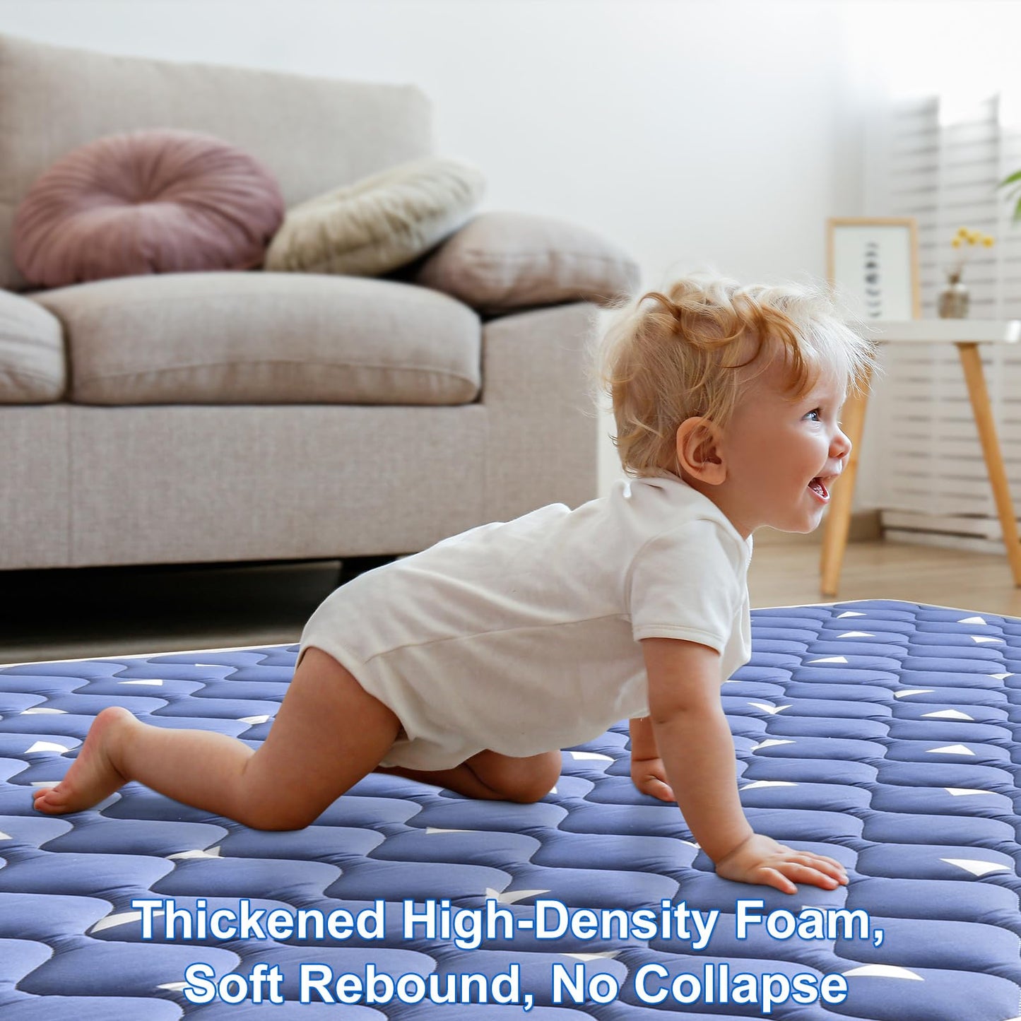 Premium Foam Baby Play Mat, 50x50 Playpen Mat, Thicken One-Piece Crawling Mat, Non-Slip Cushioned Baby Playmats for Infants, Babies, Toddlers, Play & Tummy Time