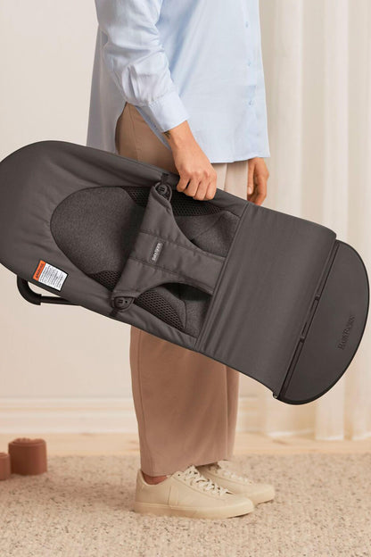 BabyBjörn Bouncer Balance Soft, Dark Gray, Woven/Jersey, Tri-Fabric | 2-in-1 Adjustable Baby Bouncer Seat and Toddler Chair, Newborn to Toddler (8-29 lbs), 4 Positions, Lightweight & Portable