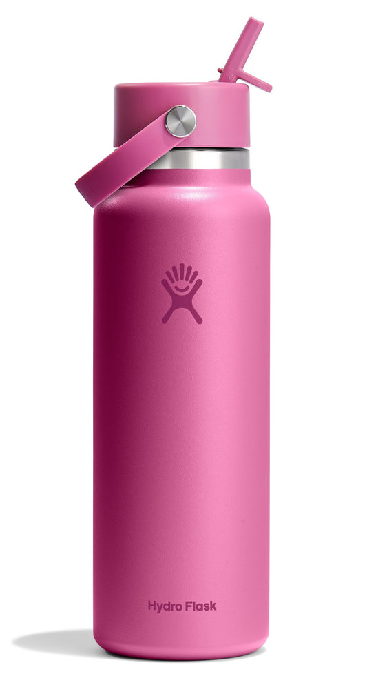 Hydro Flask Water Bottle - Insulated Stainless Steel - Wide Straw Lid, Non Spill, Leakproof in 40 Oz Reef Pink