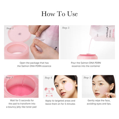 medicube Salmon DNA PDRN Pink Collagen Jelly Pad | Korean Gel Toner Pads with Niacinamide, Madecassoside, Retinol | Soothing, Radiance & Uneven Skin Tone | Korean Skin Care | 70Pads