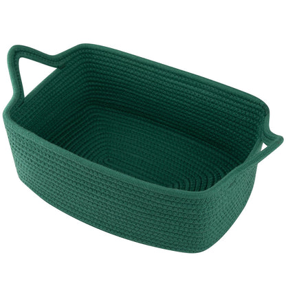 OIAHOMY Woven Basket, Gift Basket Empty with Gift Bags and Ribbons, Rope Baskets for Baby Showers, Storage Baskets with Handles for Nursery, Pet Toy Organizer - Green