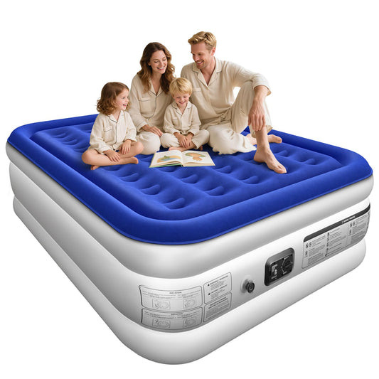 Xsleep Queen Air Mattress with Built in Pump Luxurious Comfort 18"Raised Inflatable Mattress Queen Airbed Blow Up Mattress for Home and Guests 80"*60"*18"Air Bed 3 Mins Fast Inflate/Deflate 660lbs Max