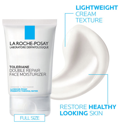 La Roche-Posay Toleraine Skin Care Set, Double Repair Face Moisturizer 100ml & Hydrating Gentle Cleanser 50ml, Oil Free Moisturizer & Face Wash