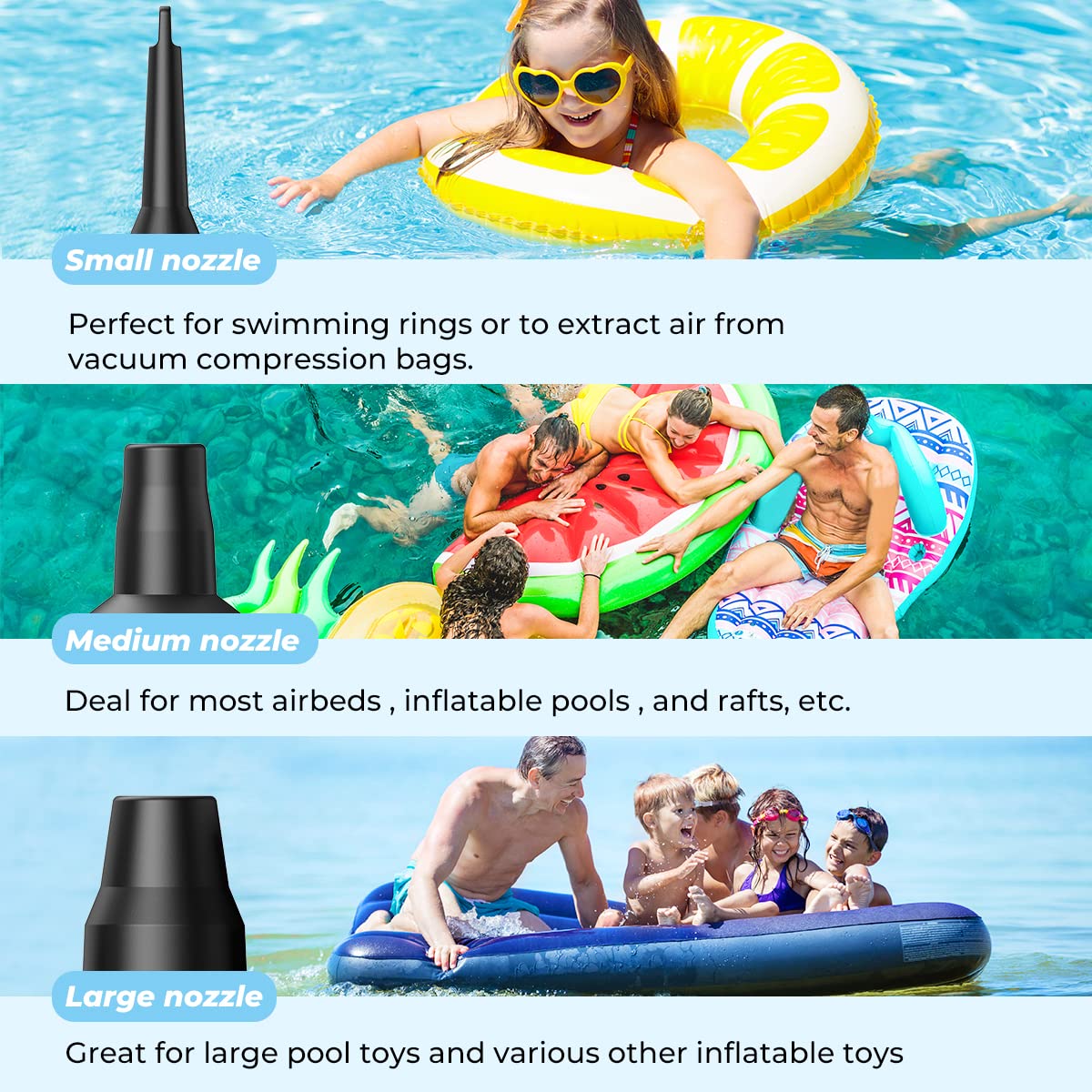 Dr.meter Portable Electric Air Mattress Pump, Rechargeable 4000mAh Battery Air Pump - Quick-Fill Air Inflator Deflator for Outdoor Camping Inflatable Bed Pool Boat Float Raft Swimming Rings Snow Tube