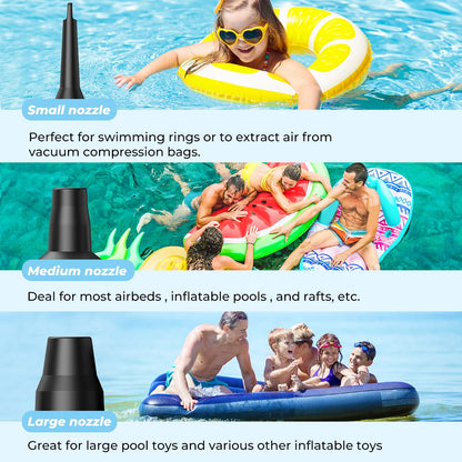 Dr.meter Portable Electric Air Mattress Pump, Rechargeable 4000mAh Battery Air Pump - Quick-Fill Air Inflator Deflator for Outdoor Camping Inflatable Bed Pool Boat Float Raft Swimming Rings Snow Tube