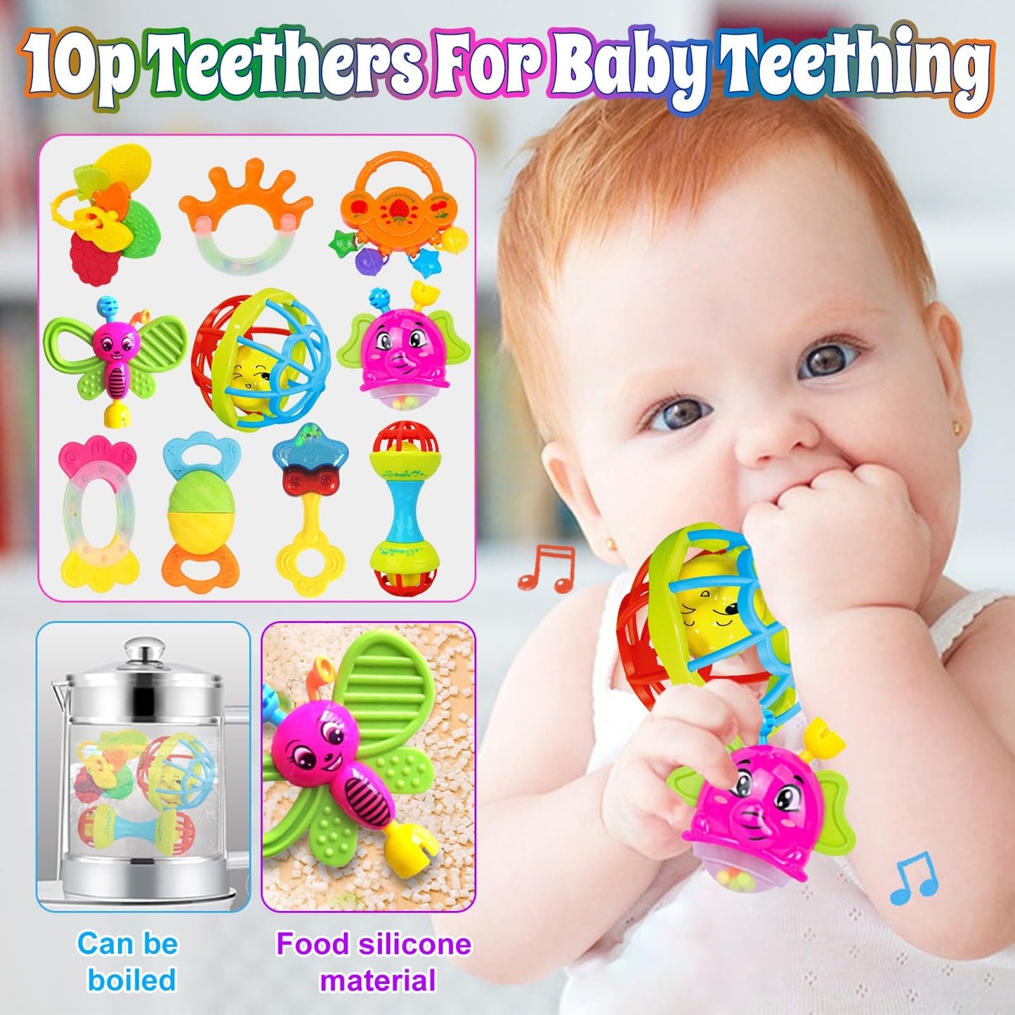 Baby Rattles 0-6 Months: Baby Toys Rattles for Babies 6-12 Months Infant Toys 0-3 Months Newborn Toys Teething Toys 3-6 Months - Baby Rattle Socks Baby Gifts for Boy Girl