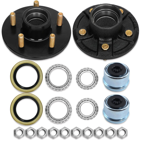 2 Sets 3500lb Trailer Axle Trailer Hub Kit 5 Bolt 4.5",5×4.5 Trailer Hub fit 1-1/16" to 1-3/8" Tapered Trailer Spindle,Trailer Hub Assembly,Boat Trailer Hubs 5 Lug (Not Fit for Straight Spindle)