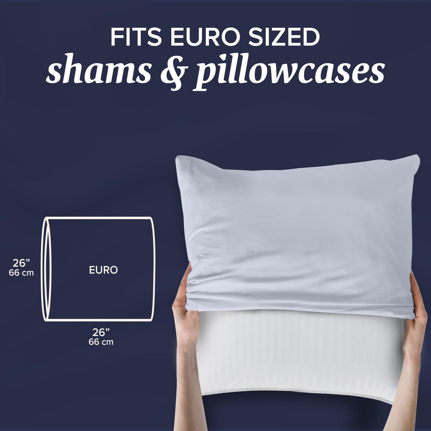 Beckham Hotel Collection Euro Size Throw Pillows (Set of 2), 26 x 26 Down Alternative Pillow Insert for Bed, Couch, and Sofa
