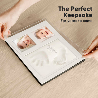 Baby Hand and Footprint Kit - Quick Dry Clay Baby Footprint Kit, Newborn Keepsake, Nursery Picture Frame for Boys, Girls, Personalized Gifts for Shower & Registry, New Mom Gift (Onyx Black)