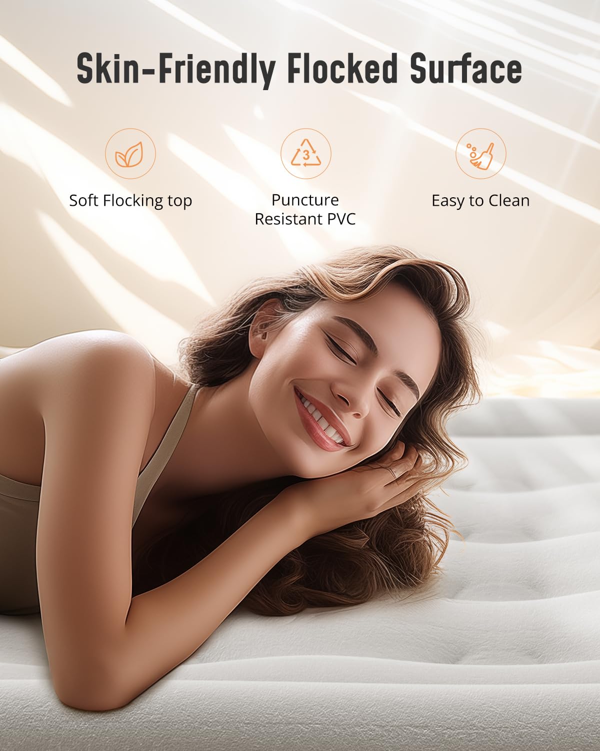 Airefina Air Mattress Full with Built in Pump, 18" Comfort Blow Up Mattress Quick Inflation/Deflation, Inflatable Mattress with Carrying Bag Portable for Guest Home Full Size Colchones Inflables