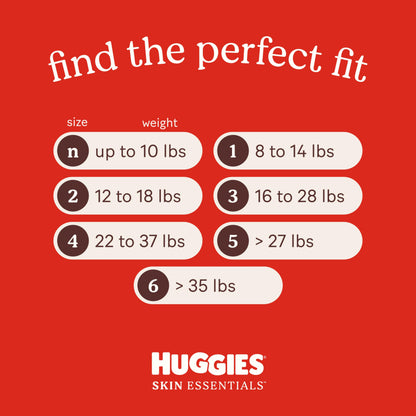 Huggies Size 2 Diapers, Skin Essentials Baby Diapers, Size 2 (12-18 lbs), 192 Count (3 Packs of 64), Packaging May Vary