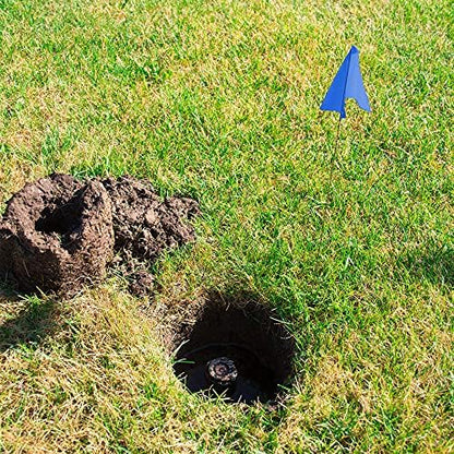 Blue Marking Flags 100 Pack - 4x5x15 Inch Blue Yard Flags - Markers For Lawn, Irrigation, Landscaping, Survey & Sprinkler Head Marking