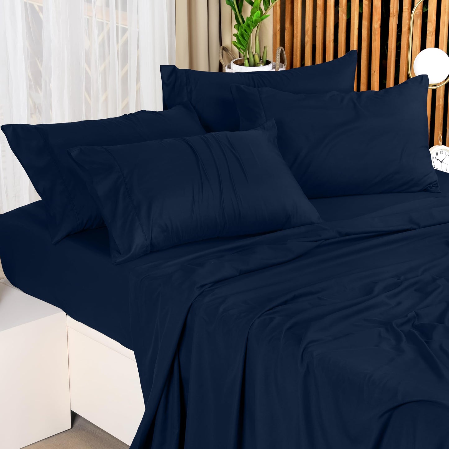 Utopia Bedding Queen Sheet Set – 4 Piece Bed Sheets for Queen Size Bed, Soft and Breathable Microfiber, Includes 1 Fitted Sheet, 1 Flat Sheet and 2 Pillowcases (Navy Blue)