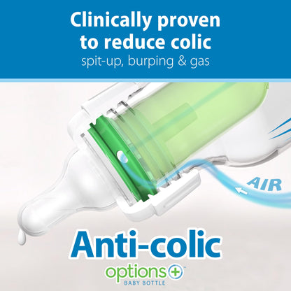 Dr. Brown's Natural Flow Anti-Colic Options+ Narrow Baby Bottle, 4 oz/120 mL, with Level 1 Slow Flow Nipple, Pink, 0m+, 4 Pack