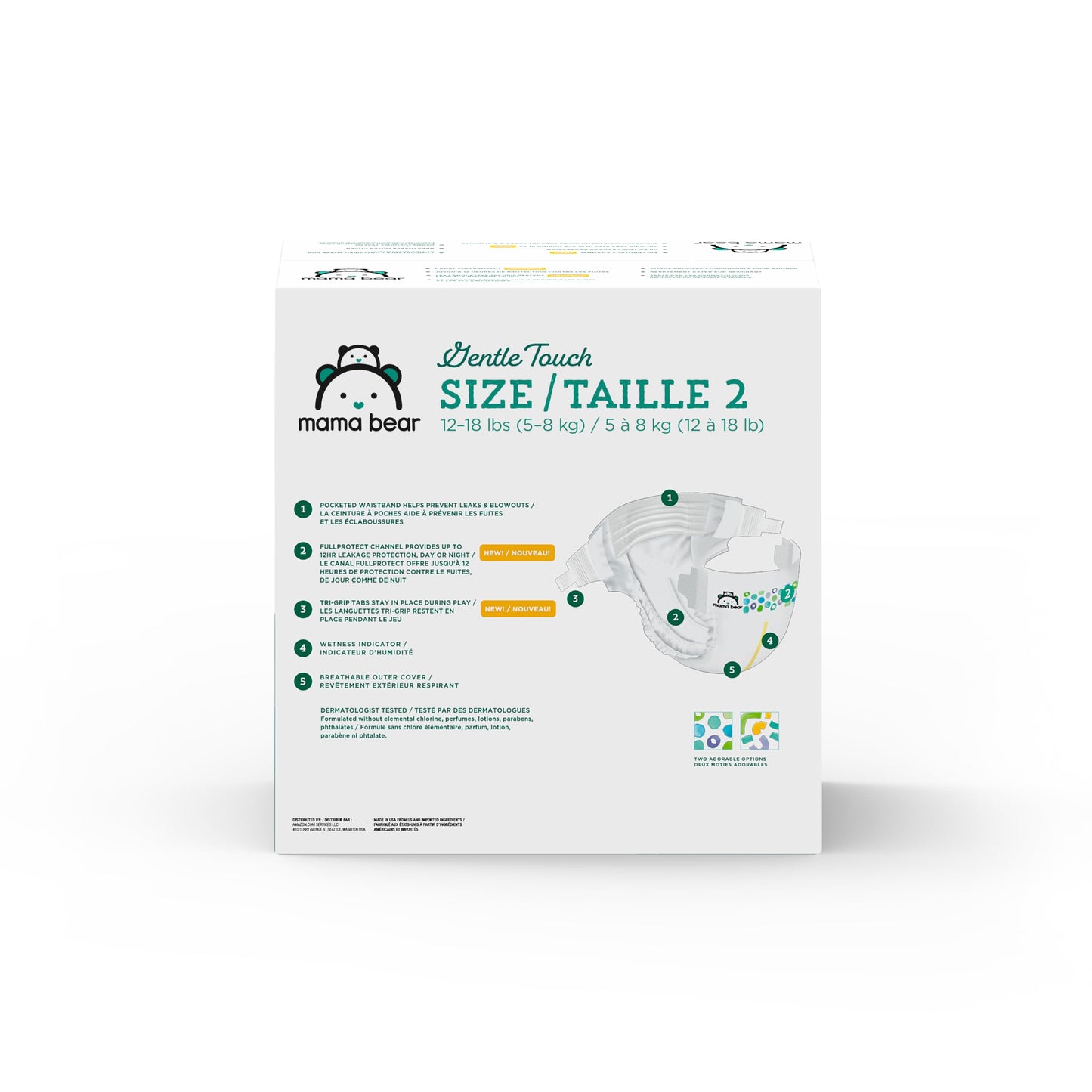 Amazon Brand - Mama Bear Gentle Touch Diapers, Size 2, 184 Count (4 packs of 46)