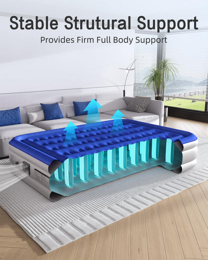 Xsleep Queen Air Mattress with Built in Pump Luxurious Comfort 16" Raised Inflatable Mattress Queen Airbed Blow Up Mattress for Home Guests 80"*60"*16" Air Bed 3 Mins Fast Inflate/Deflate 660 lbs Max