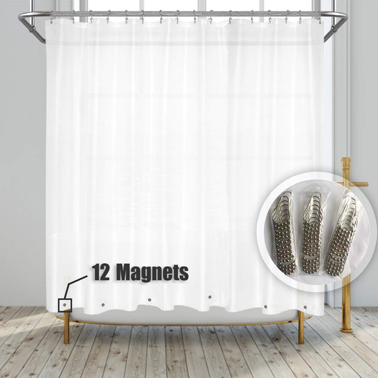 Barossa Design Clawfoot Tub Shower Curtain with 12 Magnets - 36 Metal Hooks Included, 180" W x 70" H Wrap Around, Waterproof PEVA, Metal Grommets - Frosted, 180x70