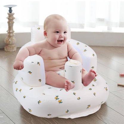 EKEPE Inflatable Baby Seat for Babies 3 Months & Up, Infant Floor Seats for Sitting Up, Baby Seats for Infants, Blow Up Baby Chair with Built in Air Pump - Olive Flower