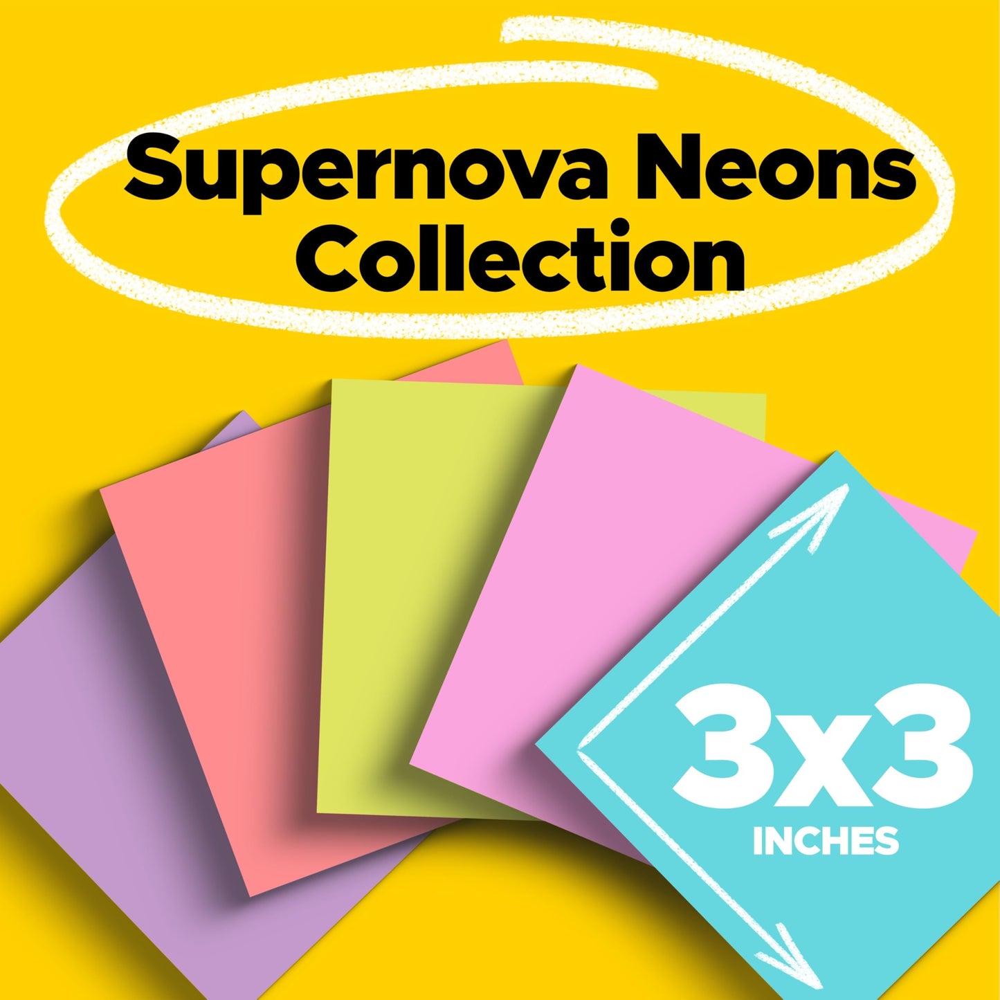 Bundle of Post-it Super Sticky Notes, 24 Sticky Note Pads, 3 x 3 in, Supernova Neons + Post-it Super Sticky Easel Pad, 25 in x 30 in, White, 30 Sheets/Pad, 2 Pads/Pack Self Stick Flip Chart Paper