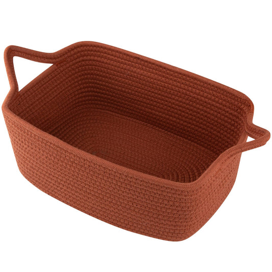 OIAHOMY Woven Basket, Gift Basket Empty with Gift Bags and Ribbons, Rope Baskets for Baby Showers, Storage Baskets with Handles for Nursery, Pet Toy Organizer - Rust Red
