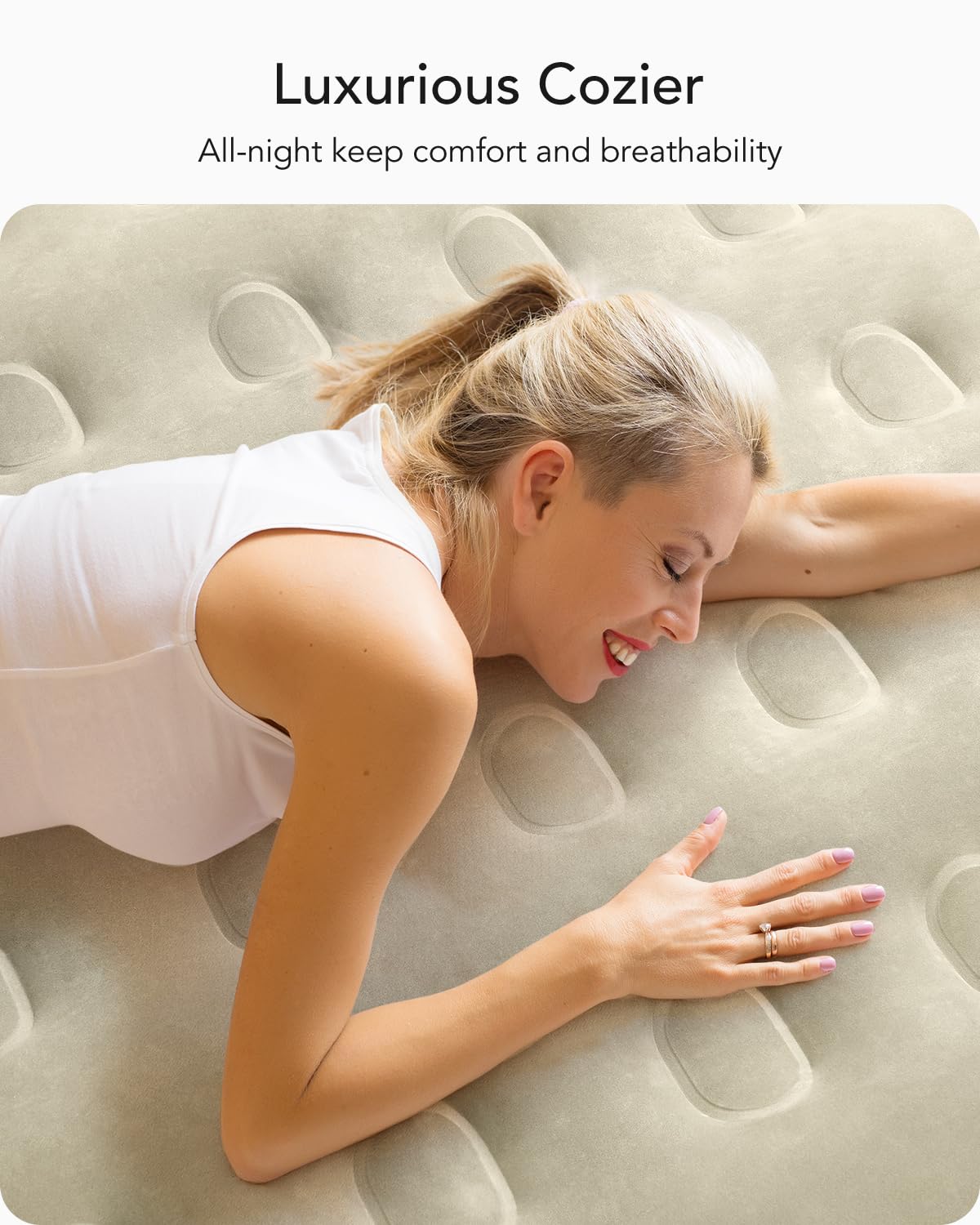 iDOO Air Mattress Queen with Built in Pump, Inflatable Mattress Queen Size, 18" Raised Blow up Mattress for Camping, Guests, Portable & Waterproof Air Bed, Colchon Inflable