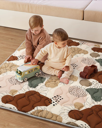 Blissful Diary Baby Play Mats for Floor, 71x59 Inch Extra Thicker & Large Soft Cushioning Foam Playmats for Babies and Toddlers, Foldable Washable Baby Crawling Mat for Playpen, Boho Design