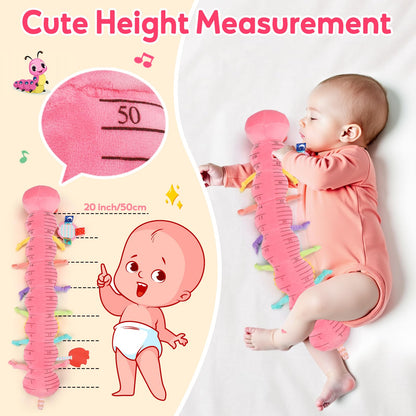 Baby Girls Toys 0-6 Month Music Animal Stuffed Caterpillar Toy for Infant 0-3 3-6 Months with Mirror Crinkle Rattle Tummy Time Sensory Toys for 3 4 5 6-12 Month Old Newborn Baby Shower Birthday Gifts