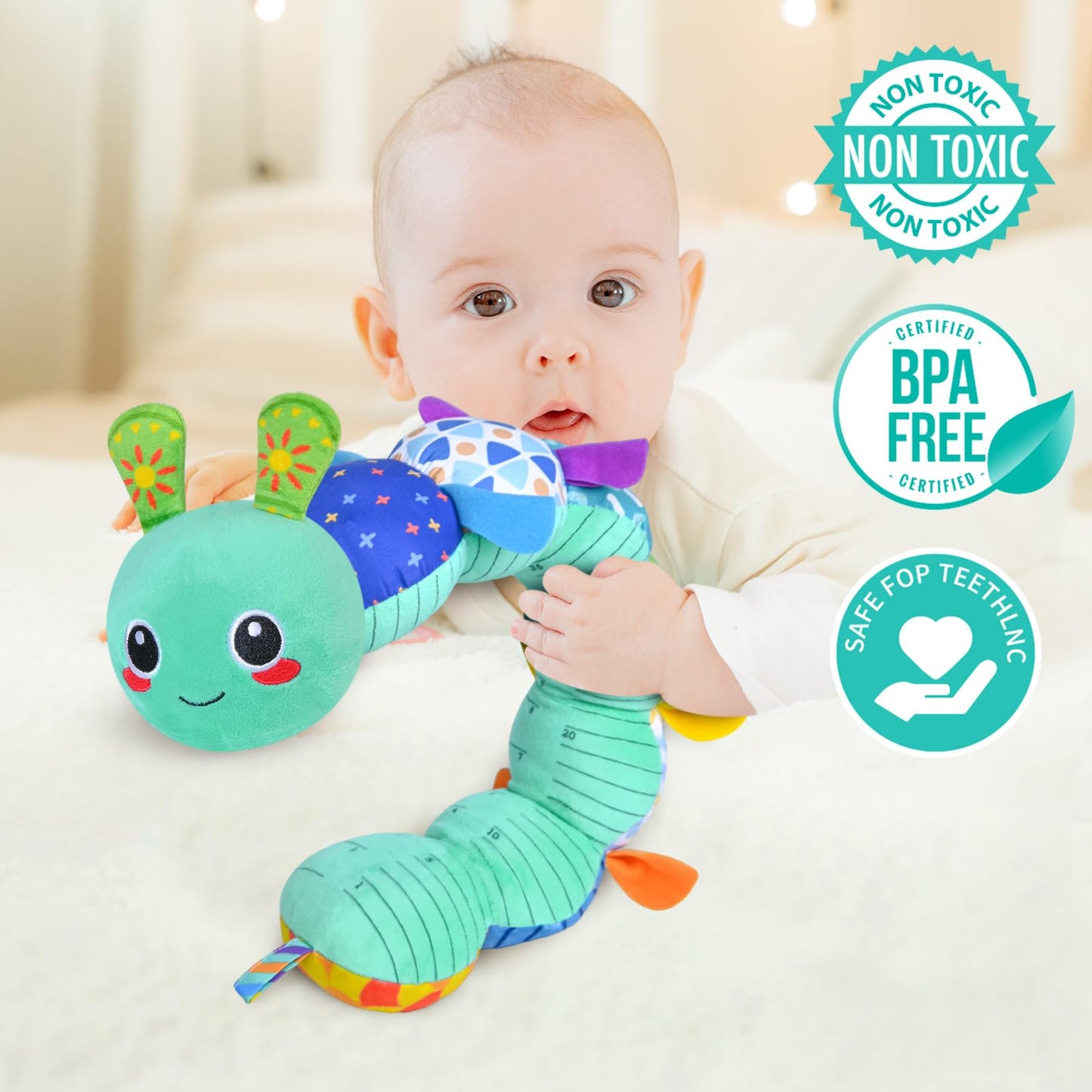 KMUYSL Baby Toys 0-6 6-12 Months, Sensory Music Animal Stuffed Toy for 0 1 2 3 4 5 6+ Months, Plush Toy with Crinkle and Rattles for Infant Newborn, Tummy Time Toys Gifts for 0-3-6-12 Month