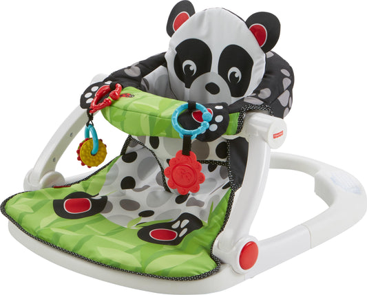 Fisher-Price Portable Baby Chair Sit-Me-Up Floor Seat with Developmental Toys and Crinkle & Squeaker Seat Pad, Panda Paws