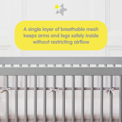 BreathableBaby Breathable Mesh Liner for Full-Size Cribs, Classic 3mm Mesh, White (Size 4FS Covers 3 or 4 Sides)