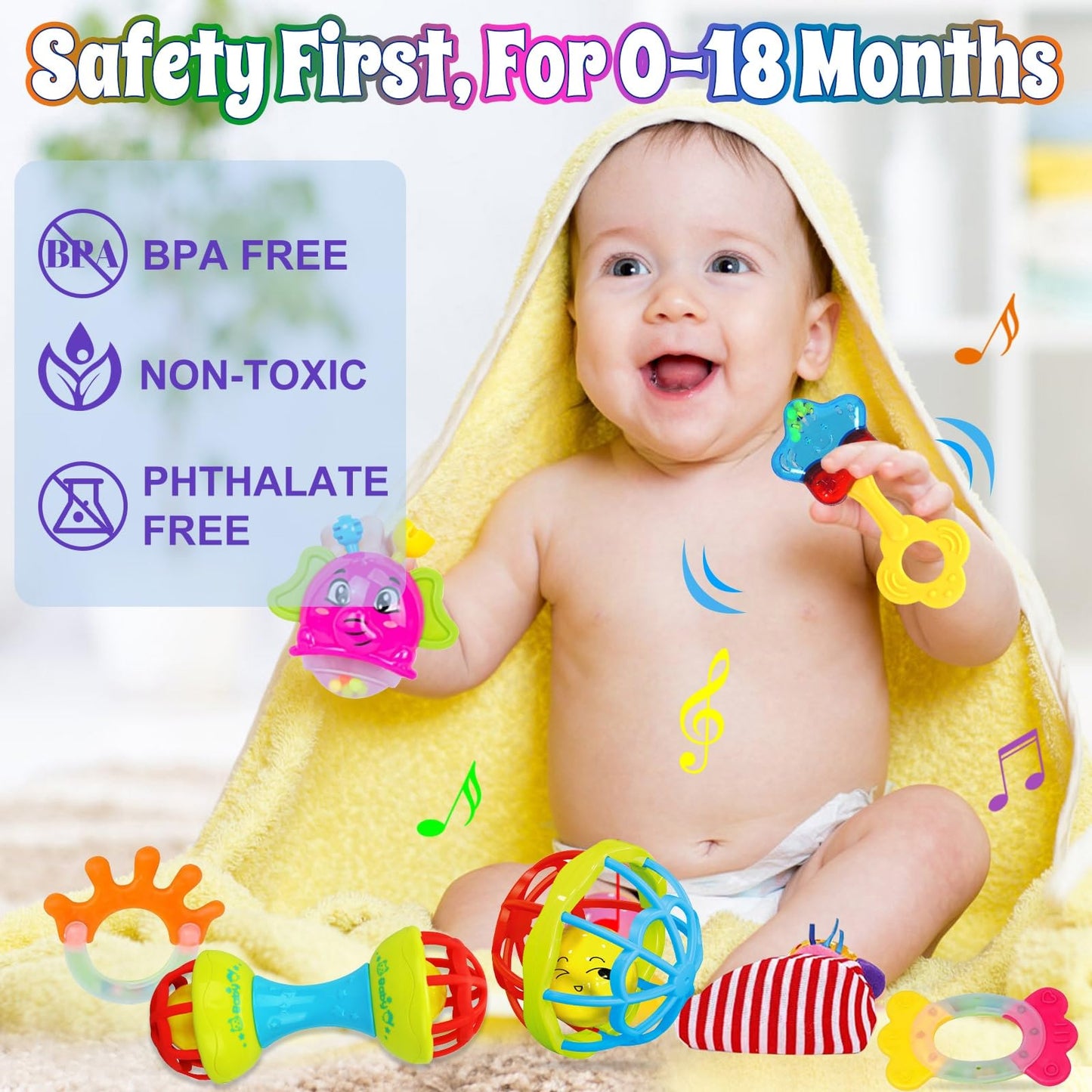 Baby Rattles 0-6 Months: Baby Toys Rattles for Babies 6-12 Months Infant Toys 0-3 Months Newborn Toys Teething Toys 3-6 Months - Baby Rattle Socks Baby Gifts for Boy Girl