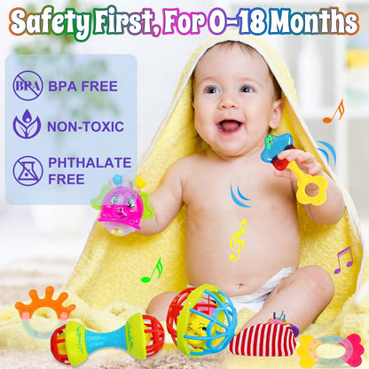 Baby Rattles 0-6 Months: Baby Toys Rattles for Babies 6-12 Months Infant Toys 0-3 Months Newborn Toys Teething Toys 3-6 Months - Baby Rattle Socks Baby Gifts for Boy Girl