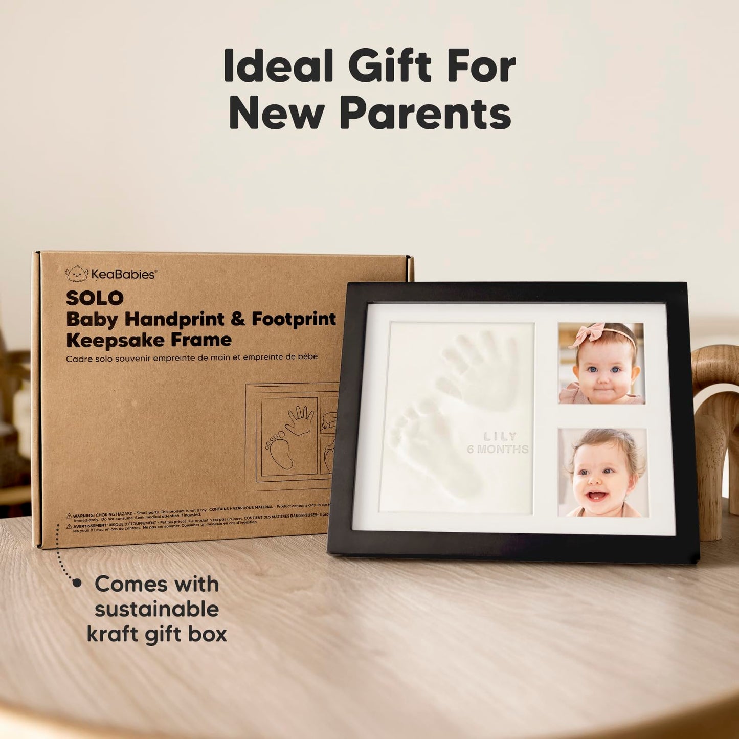 Baby Hand and Footprint Kit - Quick Dry Clay Baby Footprint Kit, Newborn Keepsake, Nursery Picture Frame for Boys, Girls, Personalized Gifts for Shower & Registry, New Mom Gift (Onyx Black)